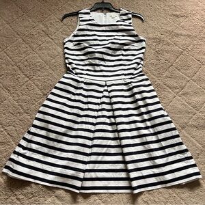 Gap Cotton Blend Striped Pleated‎ Midi Dress with Pockets Women's Size 0